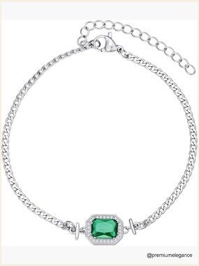 Dainty Birthstone Bracelet Cuban Chain 7+2" Adjustable Lobster Claw